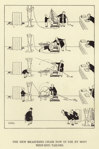 Nowy fotel pomiarowy jest obecnie używany przez większość krawców z west-endu autorstwa William Heath Robinson