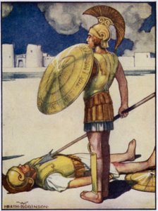 Cień Śmierci spadł na Hectora (kolor lito) autorstwa William Heath Robinson