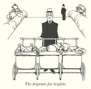 Tripram dla trojaczków (lito) autorstwa William Heath Robinson