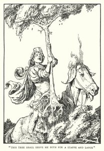 „To drzewo będzie mi służyło zarówno za kij, jak i za włócznię” (lit) autorstwa William Heath Robinson