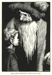 Tak rósł Pantagruel z dnia na dzień (lito) autorstwa William Heath Robinson