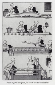 Obracanie ciasta mielonego na jarmark bożonarodzeniowy (lito) autorstwa William Heath Robinson