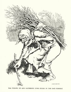 Podnosił i zbierał patyki we wspomnianym lesie (lito) autorstwa William Heath Robinson