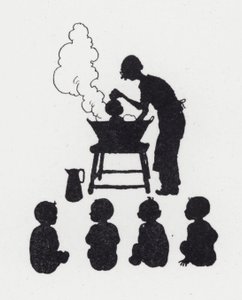 Mycie niemowląt (lito) autorstwa William Heath Robinson