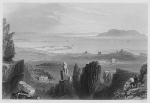 Zatoka Dublińska, z Kingstown Quarries (grawerowanie) autorstwa William Henry (after) Bartlett