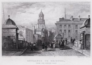 Wejście do Bristolu od strony London Road (grawerowanie) autorstwa William Henry (after) Bartlett