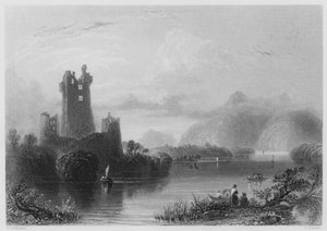 Ross Castle, Killarney (grawerowanie) autorstwa William Henry (after) Bartlett