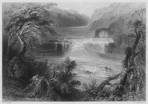 Łosoś Leap w Leixlip (grawerunek) autorstwa William Henry (after) Bartlett