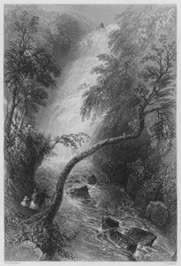 Torc Cascade (grawerowanie) autorstwa William Henry (after) Bartlett