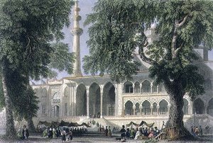Yeni Djami lub Meczet Sułtana Valide, Stambuł, ryty J.C. Varrall, c.1850 (akwatinta)