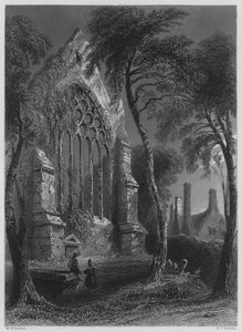Opactwo Youghall, Rezydencja Sir Waltera Raleigha (grafika) autorstwa William Henry (after) Bartlett