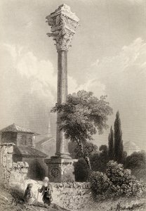 Kolumna Marcjana, Stambuł, Turcja, ryty H. Adlard autorstwa William Henry Bartlett