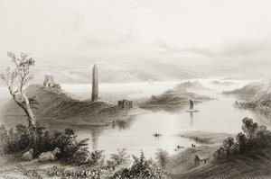 Wyspa Devenish, hrabstwo Fermanagh, Irlandia, z „Krajobrazy i starożytności Irlandii” George