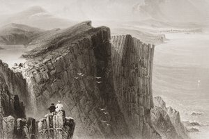 Fairhead, hrabstwo Antrim, Irlandia Północna, z „Scenery and Antiquities of Ireland” George