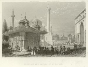 Fontanna i plac św Zofii, Konstantynopol autorstwa William Henry Bartlett