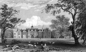 Gosfield Hall, Essex, wyryty przez Roberta Sandsa, 1832 r. autorstwa William Henry Bartlett
