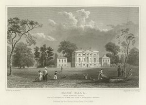 Hare Hall, niedaleko Romford, Essex, siedziba J Western, Esquire autorstwa William Henry Bartlett