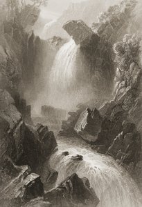 Głowa Diabelskiej Doliny, hrabstwo Wicklow, Irlandia, z „Krajobrazy i starożytności Irlandii” George
