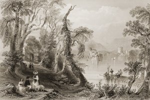 Innisfallen, Killarney Lake, Hrabstwo Killarney, z „Krajobrazy i starożytności Irlandii” George
