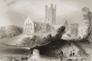 Opactwo Jerpoint, hrabstwo Kilkenny, Irlandia, z „Krajobrazy i starożytności Irlandii” George