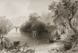 Killarney, Old Weir Bridge, County Killarney, Irlandia, z „Krajobrazy i starożytności Irlandii” George