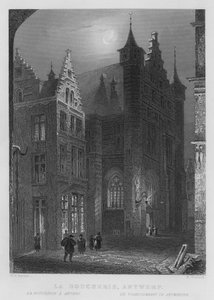 Rzeźnia, Antwerpia (grawerowanie) autorstwa William Henry Bartlett