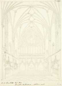 Lady Chapel of Bristol Cathedral patrząc na wschód (ołówek i akwarela na papierze) autorstwa William Henry Bartlett