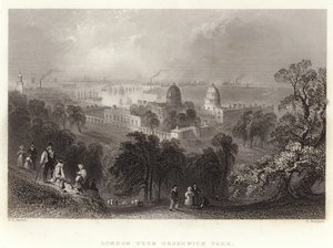 Londyn z Greenwich Park autorstwa William Henry Bartlett
