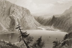 Jezioro Luggela, hrabstwo Wicklow, z „Krajobrazy i starożytności Irlandii” George