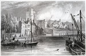 Maidstone na wodzie, Kent, 1832 r. autorstwa William Henry Bartlett