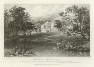 Mistley Hall, Essex, rezydencja czcigodnego Charlesa Mannersa Suttona, przewodniczącego Izby Gmin. autorstwa William Henry Bartlett