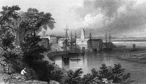 Mistley Quay, niedaleko Harwich, Essex, grawerowane przez Johna Rogersa, 1832