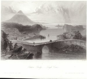 Most Pontonowy na Lough Conn autorstwa William Henry Bartlett