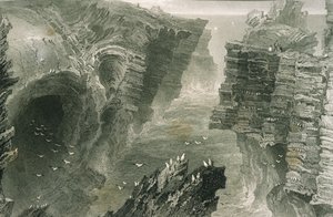 Puffin Hole w Kilkee, hrabstwo Clare, Irlandia, z „Krajobrazy i antyków w Irlandii” George