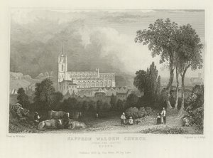 Kościół w Saffron Walden, od południa, Essex autorstwa William Henry Bartlett