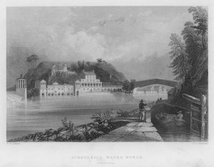 Schuylkill Water Works, Filadelfia (grawerowanie) autorstwa William Henry Bartlett