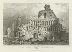 Klasztor św Botolpha, Colchester, Essex autorstwa William Henry Bartlett