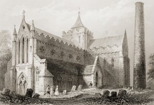 Katedra św Canice, Kilkenny, Hrabstwo Kilkenny, Irlandia, z „Krajobrazy i starożytności Irlandii” George