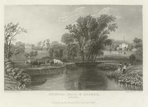 Stisted Hall and Church, Essex autorstwa William Henry Bartlett