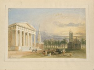 Studium do widoku Yale College i Kapitolu autorstwa Bartletta autorstwa William Henry Bartlett