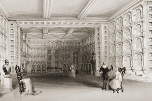 The Oak Room, Zamek Malahide, hrabstwo Dublin, Irlandia, z "Scenery and Antiquities of Ireland" George Virtue, lata 60-te XIX wieku autorstwa William Henry Bartlett