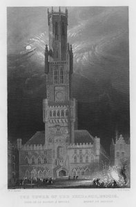 Wieża wymiany, Brugia (rycina) autorstwa William Henry Bartlett