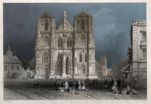 Katedra lub kopuła Świętego Piotra w Ratyzbonie (Regensburg). ok. 1830 (Grawerowanie) autorstwa William Henry Bartlett