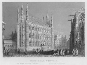 Ratusz, Louvain (grafika) autorstwa William Henry Bartlett