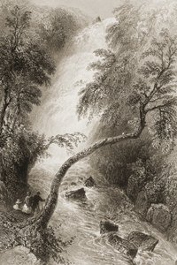 Wodospad Turc, hrabstwo Killarney, Irlandia, z „Krajobrazy i starożytności Irlandii” George