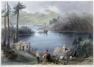 Widok na jezioro i granicę - w „” kanadyjskiej scenerii zilustrowanej” przez Bartletta W.H. autorstwa William Henry Bartlett