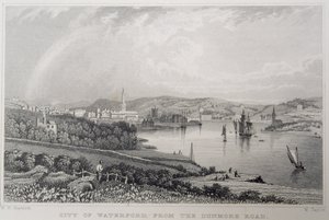Widok Waterford z The Dunmore Road, Irlandia, grawerowane przez W. Taylor autorstwa William Henry Bartlett