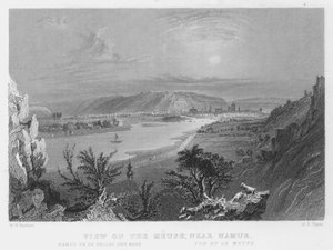 Widok na Mozę koło Namur (rycina) autorstwa William Henry Bartlett