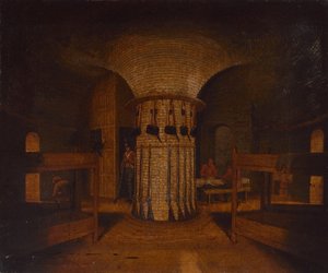 Wnętrze pomieszczenia koszarowego, prawdopodobnie w wieży Martello, ok. 1812 (olej na płótnie) autorstwa William Henry Ford