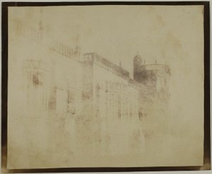 Opactwo Lacock, południowy front w kierunku wieży Sharingtona autorstwa William Henry Fox Talbot